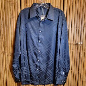 Vicalled Men's Long Sleeve Button Up Dress Shirt Size XL Navy NEW